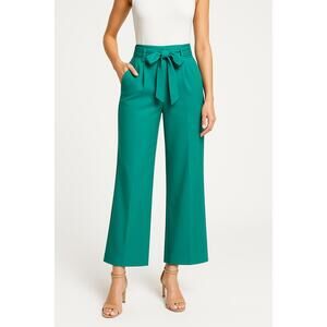 Antonio Melani Pants Womens 8 Teal WideLeg HighWaisted TieBelt Chic